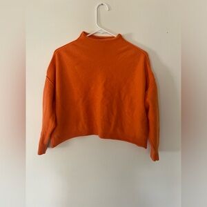 Anthopologie Pilcro Alani Cashmere Mock-neck Cropped Orange Sweater Size Medium